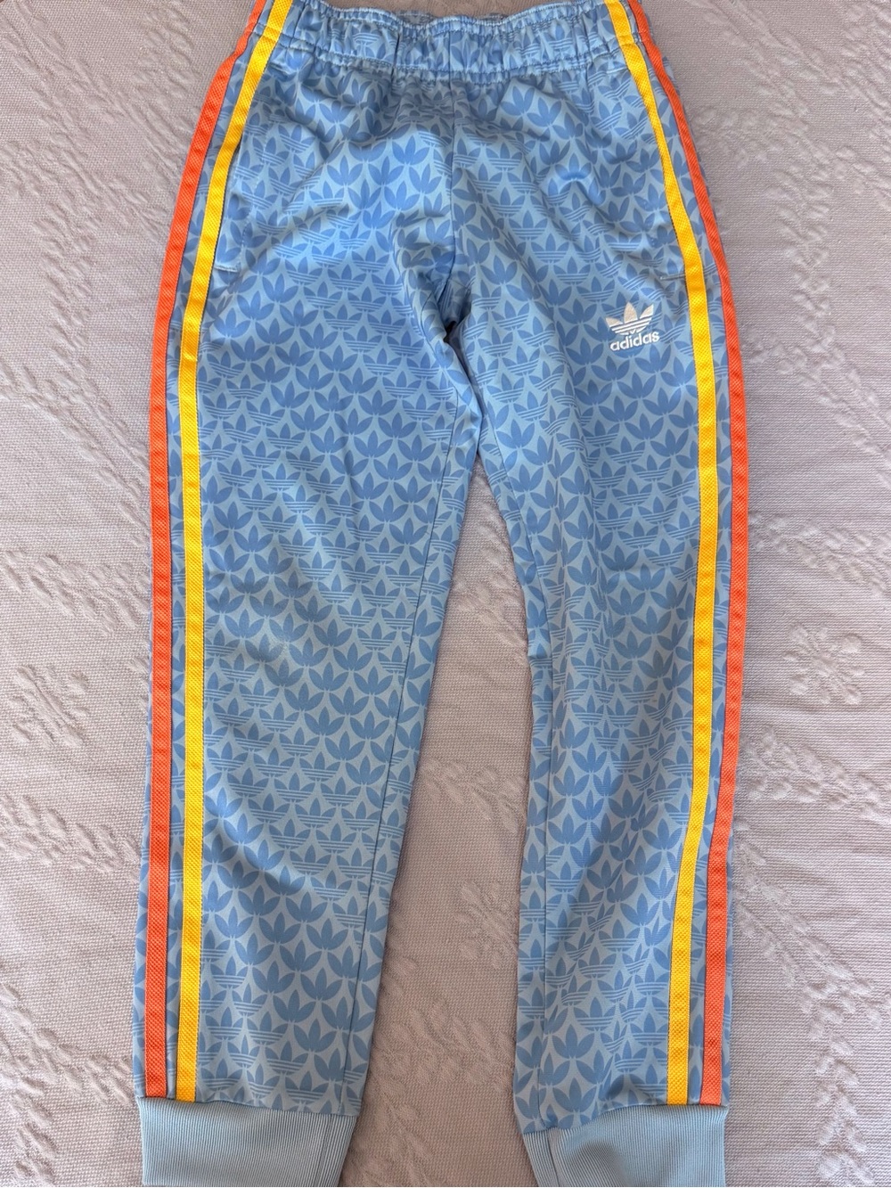 Adidas Originals | Monogram Track Pants | Clear Blue Girls XS | Trefoil Joggers